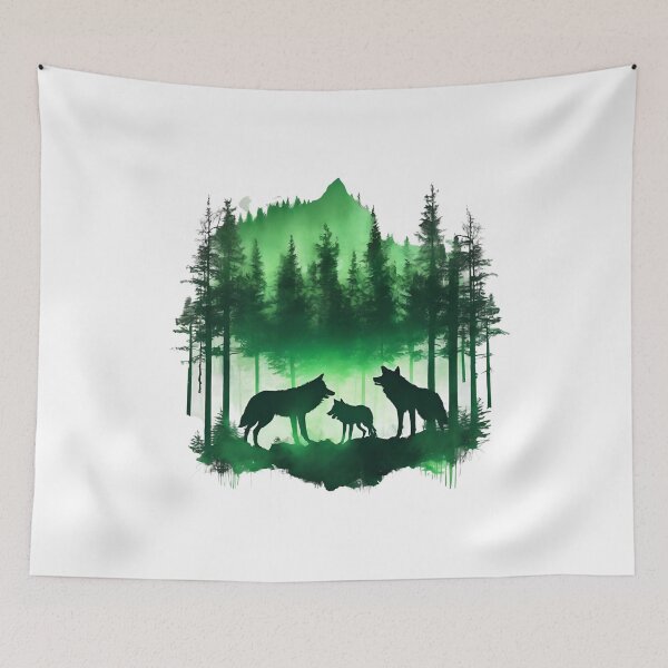 Item preview, Green Howling Wolves  designed and sold by CharmStudio.