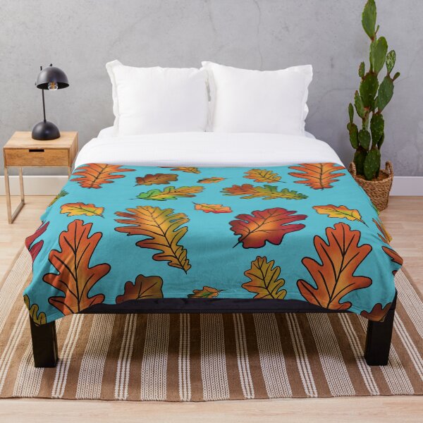 Item preview, Autumn Oak Leaves Sunny Blue Sky Seamless Leaf Pattern designed and sold by Ciara Shortall.