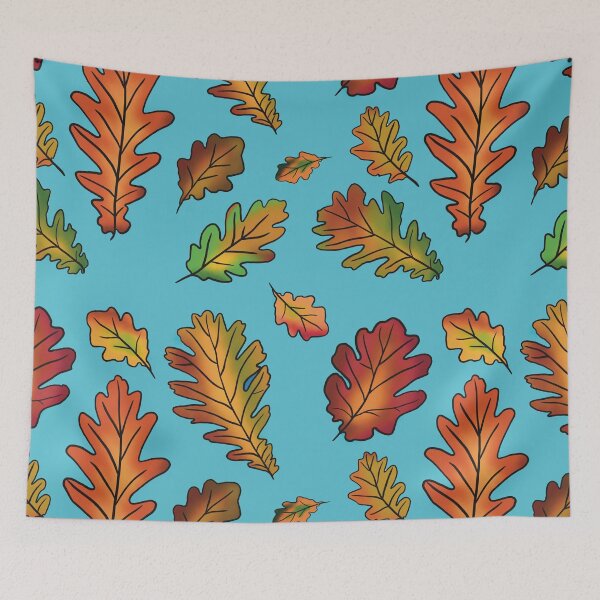 Item preview, Autumn Oak Leaves Sunny Blue Sky Seamless Leaf Pattern designed and sold by Ciara Shortall.