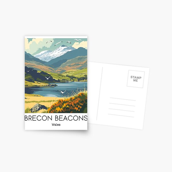 Aperçu de l'œuvre Une illustration de voyage vintage des Brecon Beacons - Pays de Galles créée et vendue par GoodOldVintage.
