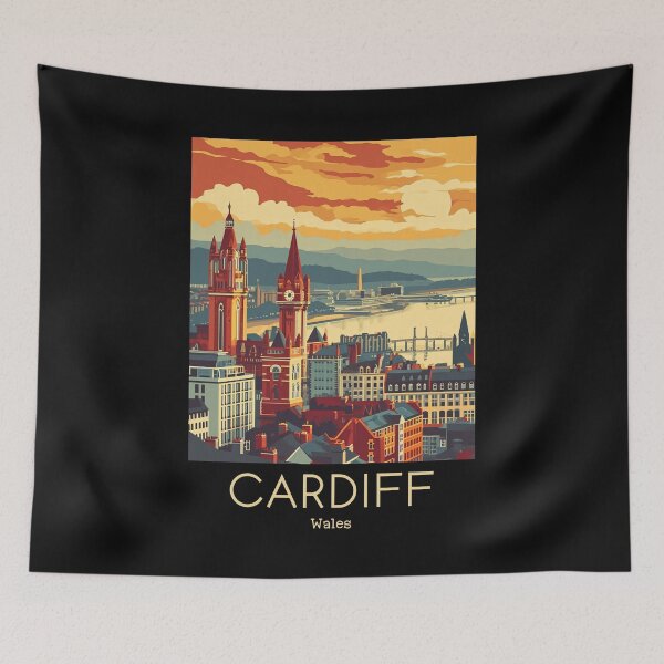 Item preview, A Vintage Travel Illustration of Cardiff - Wales designed and sold by GoodOldVintage.
