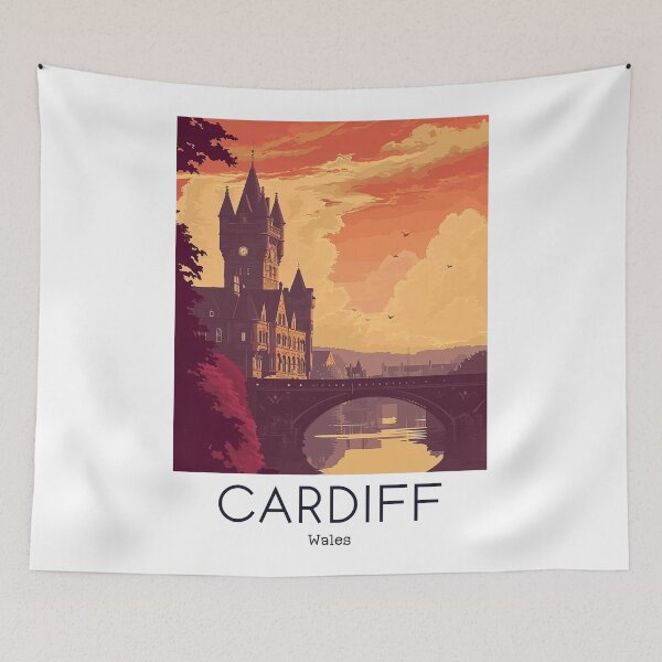 Item preview, A Vintage Travel Illustration of Cardiff - Wales designed and sold by GoodOldVintage.