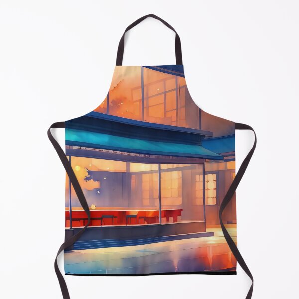 Item preview, Sunset cafe scene, warm lights, serene atmosphere. designed and sold by ArtComixHaven.