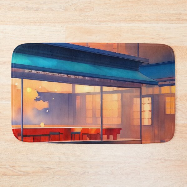 Item preview, Sunset cafe scene, warm lights, serene atmosphere. designed and sold by ArtComixHaven.