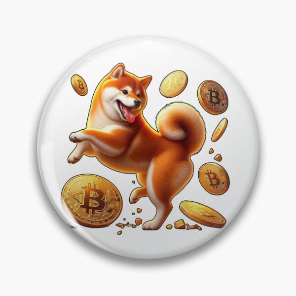 Item preview, Shiba Inu Dog Playing with Bitcoin Satoshi Coins designed and sold by kylmllr101684.