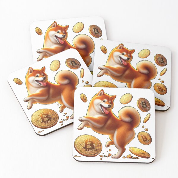 Item preview, Shiba Inu Dog Playing with Bitcoin Satoshi Coins designed and sold by kylmllr101684.
