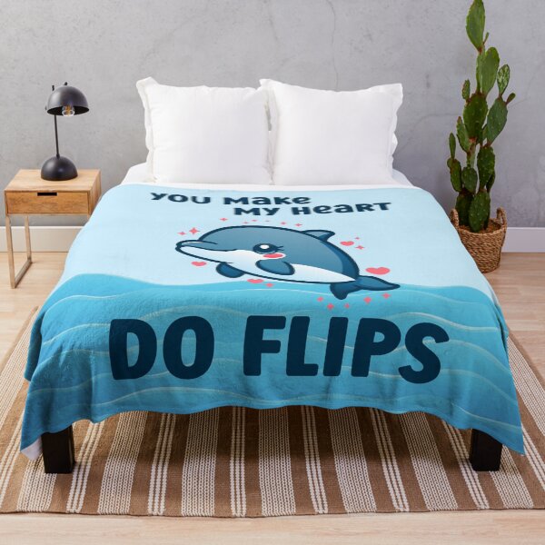 Item preview, You Make My Heart Do Flips kawaii dolphin for marine biologist designed and sold by Gay-Koala.
