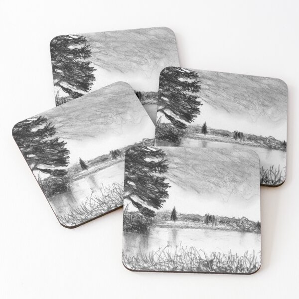 Item preview, View of the Lake at Trentham Gardens - Charcoal Art designed and sold by paleheather.