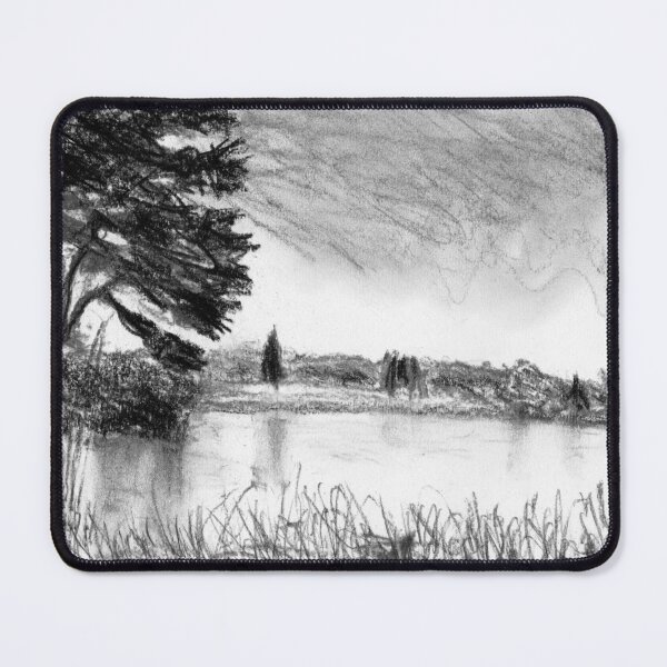 Item preview, View of the Lake at Trentham Gardens - Charcoal Art designed and sold by paleheather.