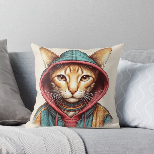 Item preview, Urban Cats #77 - Cinnamon Oriental Shorthair Cat wearing a hip hop windbreaker designed and sold by elektronen.