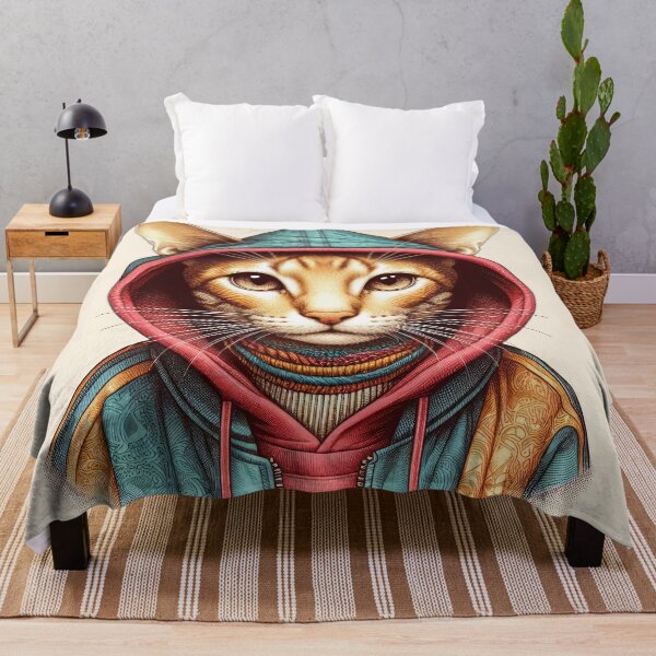 Item preview, Urban Cats #77 - Cinnamon Oriental Shorthair Cat wearing a hip hop windbreaker designed and sold by elektronen.