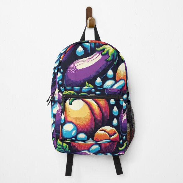 Item preview, Retro Gaming Eggplants Peaches Drops designed and sold by PEACHFULLY.
