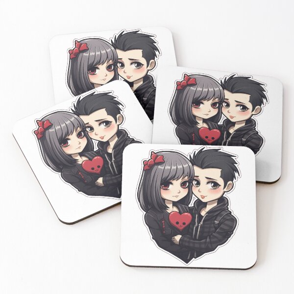 Artikelvorschau, Valentines Goth, Gotische Romantik - Verliebtes animiertes Paar entworfen und verkauft von BeatsNShirts.