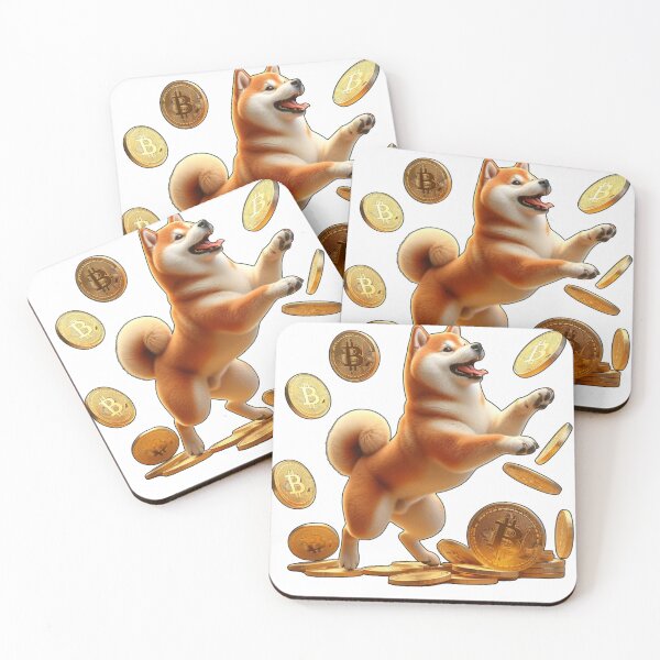 Item preview, Shiba Inu Dog Playing with Bitcoin Satoshi Tokens designed and sold by kylmllr101684.