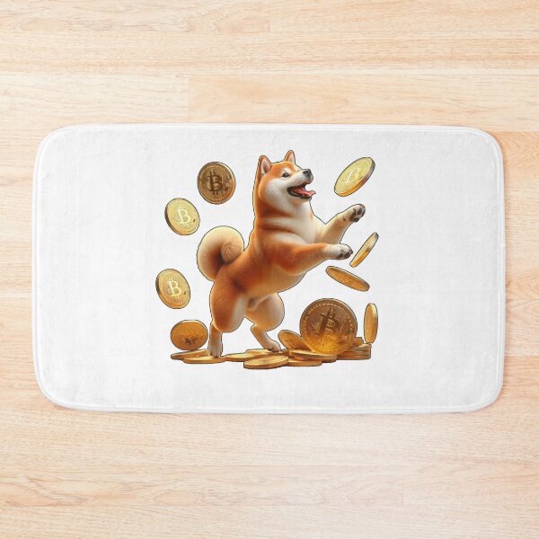 Item preview, Shiba Inu Dog Playing with Bitcoin Satoshi Tokens designed and sold by kylmllr101684.