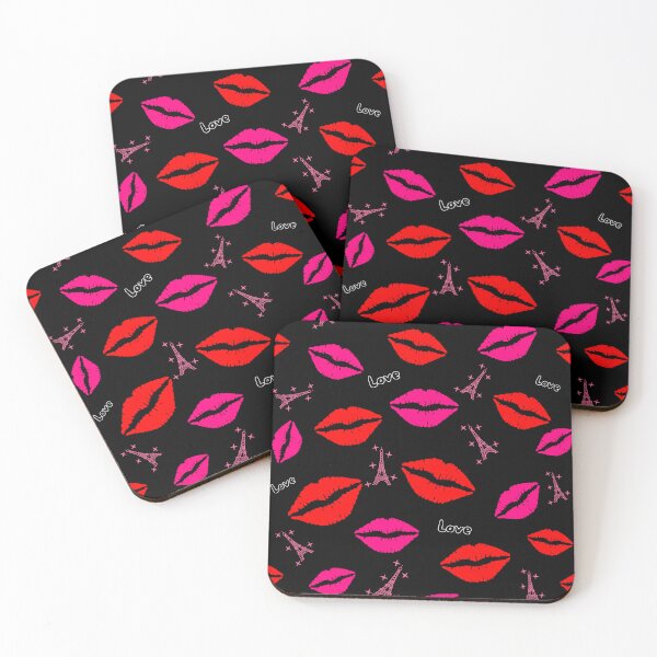 Item preview, Love Red Fuchsia Lips in Parisian Mood Pattern designed and sold by Pandety.