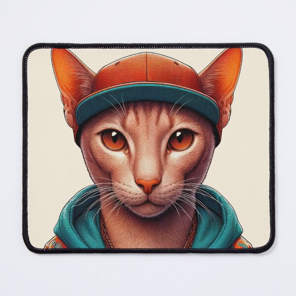 Item preview, Urban Cats #78 - Cinnamon Oriental Shorthair Cat wearing a hip hop windbreaker designed and sold by elektronen.