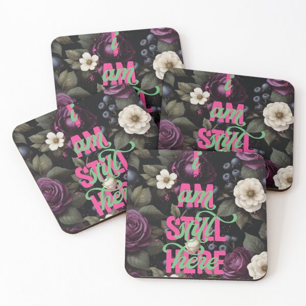 Item preview, I am still here mantra - dark floral design with neon designed and sold by Sarah Rosie Studios.