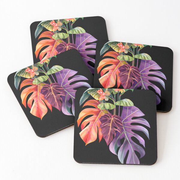 Item preview, Tropical plants mystical ,leaves and flowers watercolor, hyper realistic, intricate detail, painting designed and sold by artycraftylady.