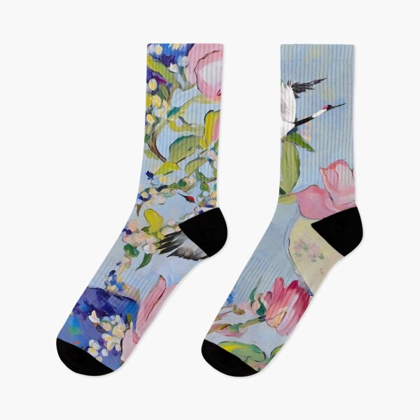 Item preview, Magnolia blossom and cranes chinoiserie painting designed and sold by SophieClimaArt.