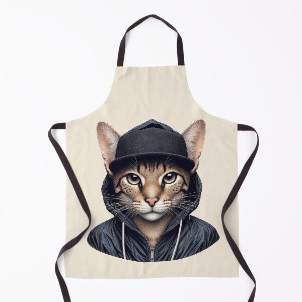 Item preview, Urban Cats #80 - Fawn Savannah Cat wearing a black hip hop windbreaker designed and sold by elektronen.