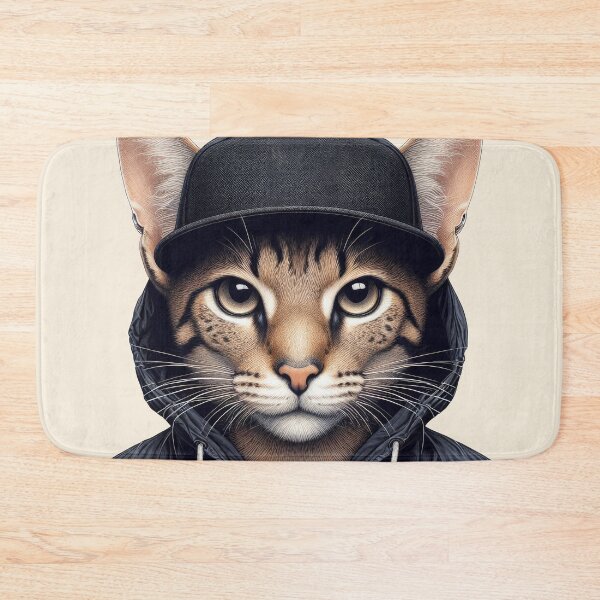 Item preview, Urban Cats #80 - Fawn Savannah Cat wearing a black hip hop windbreaker designed and sold by elektronen.