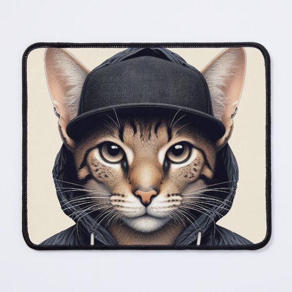 Item preview, Urban Cats #80 - Fawn Savannah Cat wearing a black hip hop windbreaker designed and sold by elektronen.