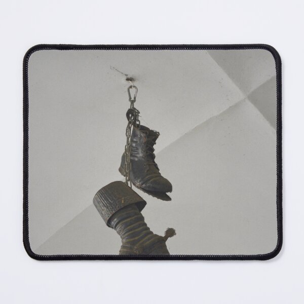Item preview, Iron boots hanging from a chain from a ceiling. designed and sold by EAnneH.