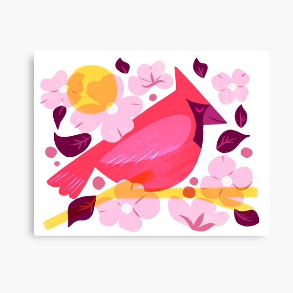 North Carolina State Bird and Flower  Canvas Print