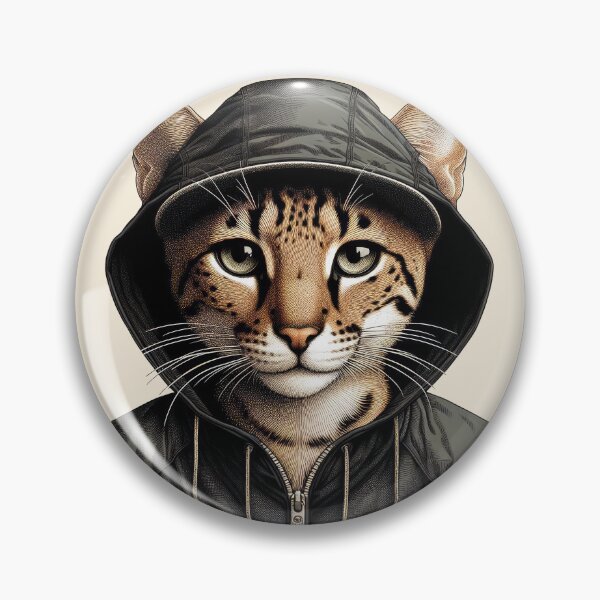 Item preview, Urban Cats #81 - Fawn Savannah Cat wearing a black hip hop windbreaker designed and sold by elektronen.