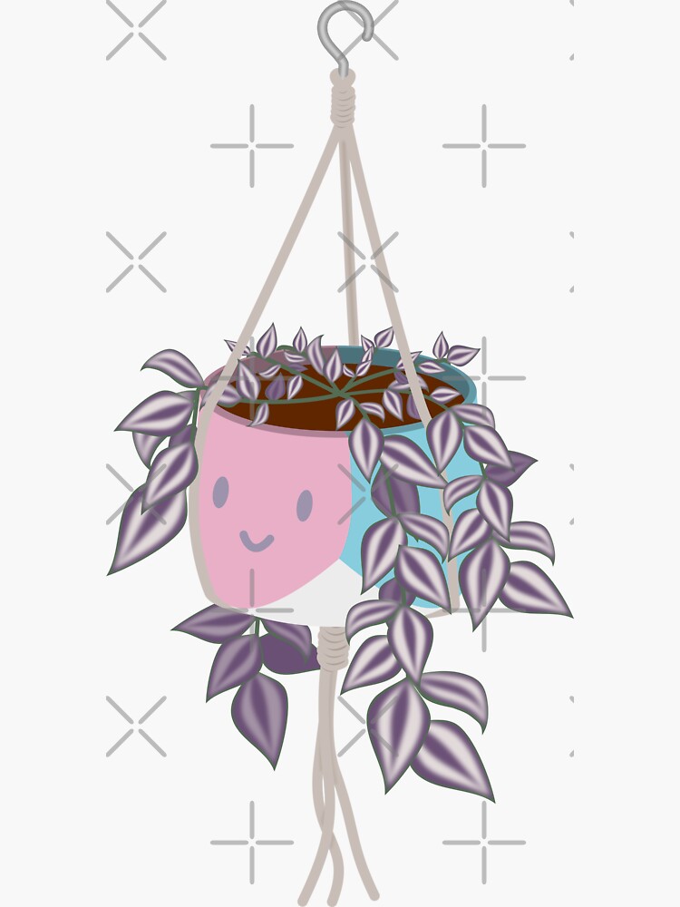 Thumbnail 3 of 3, Sticker, Adorable tradscantia plant happy trans pride femme pot designed and sold by meldra.