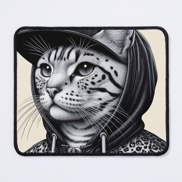 Item preview, Urban Cats #82 - Silver Spotted Tabby Savannah Cat wearing a hip hop windbreaker designed and sold by elektronen.
