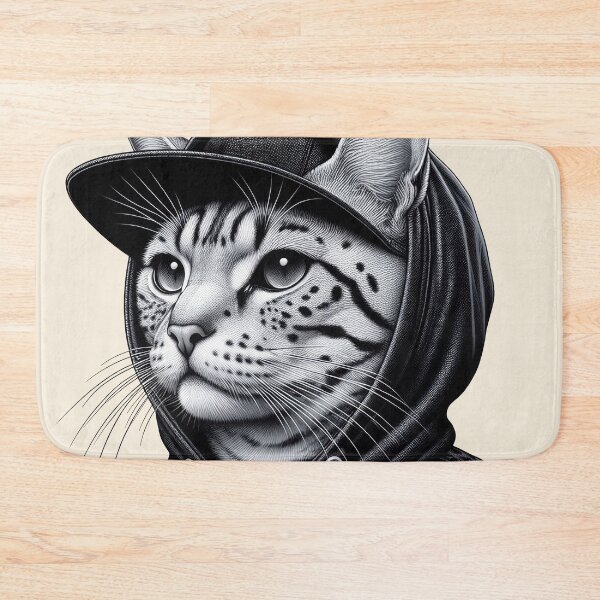 Item preview, Urban Cats #82 - Silver Spotted Tabby Savannah Cat wearing a hip hop windbreaker designed and sold by elektronen.