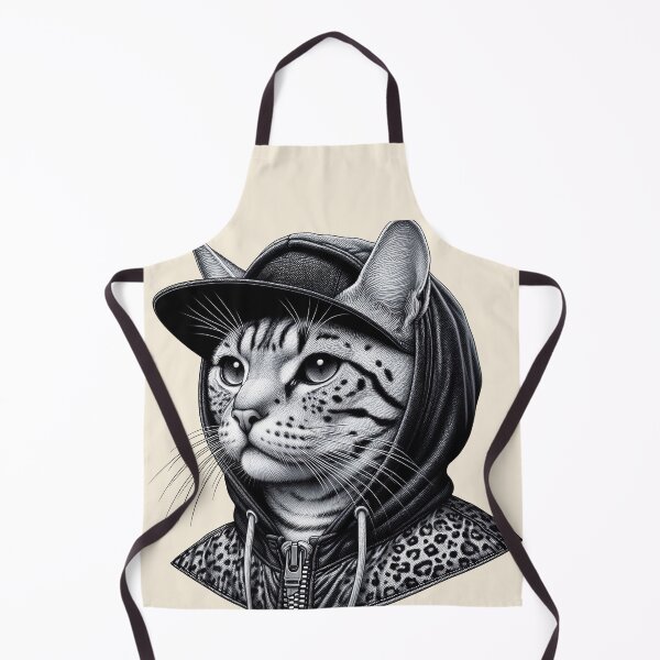 Item preview, Urban Cats #82 - Silver Spotted Tabby Savannah Cat wearing a hip hop windbreaker designed and sold by elektronen.