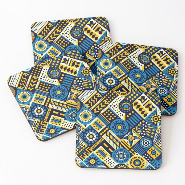 Item preview, Blue and yellow african pattern  designed and sold by saqui-com.