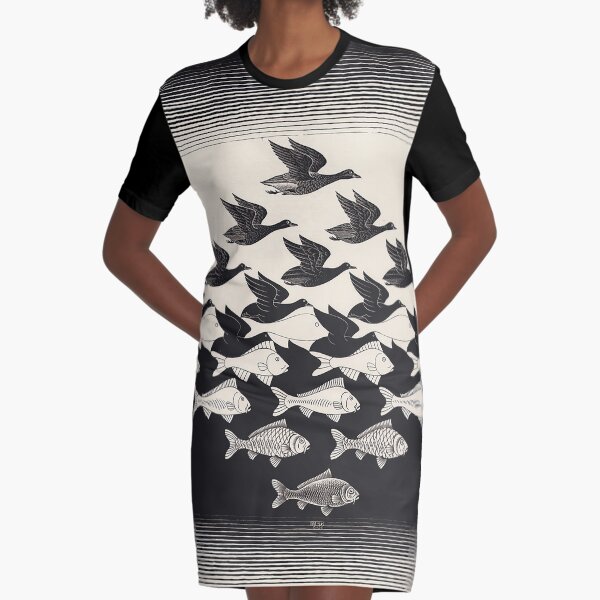 Himmel und Wasser I - Maurits Cornelis Escher T-Shirt Kleid