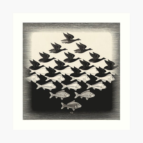 Cielo y agua I - Maurits Cornelis Escher Lámina artística