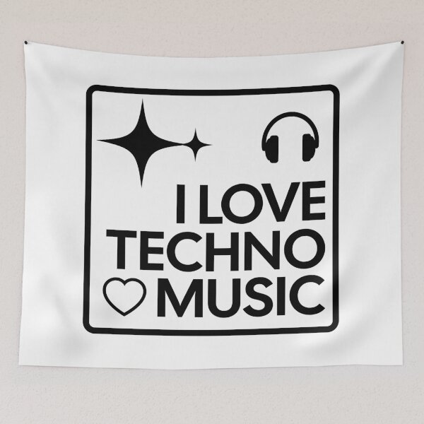 Artikelvorschau, TECHNO – Ich liebe Technomusik (Schwarz) entworfen und verkauft von Discothreadz.