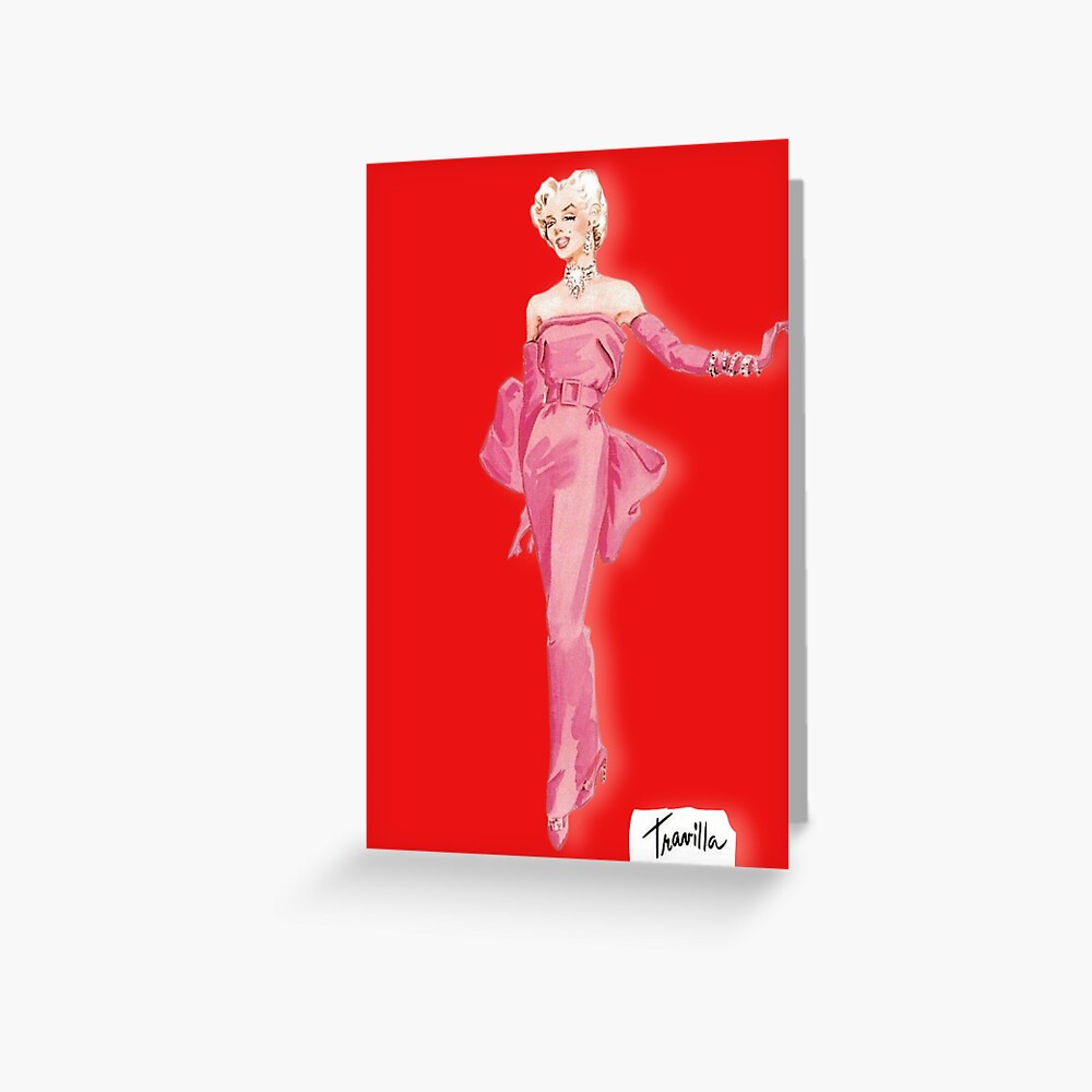 Marilyn Monroe Iconic Pink Dress Original Costume Sketch by Travilla -  Hollywood Costumes | Greeting Card