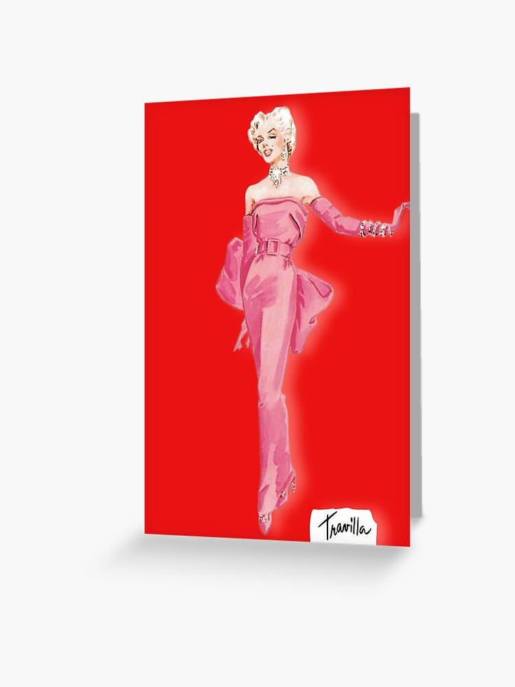 Marilyn Monroe Iconic Pink Dress Original Costume Sketch by Travilla -  Hollywood Costumes | Greeting Card