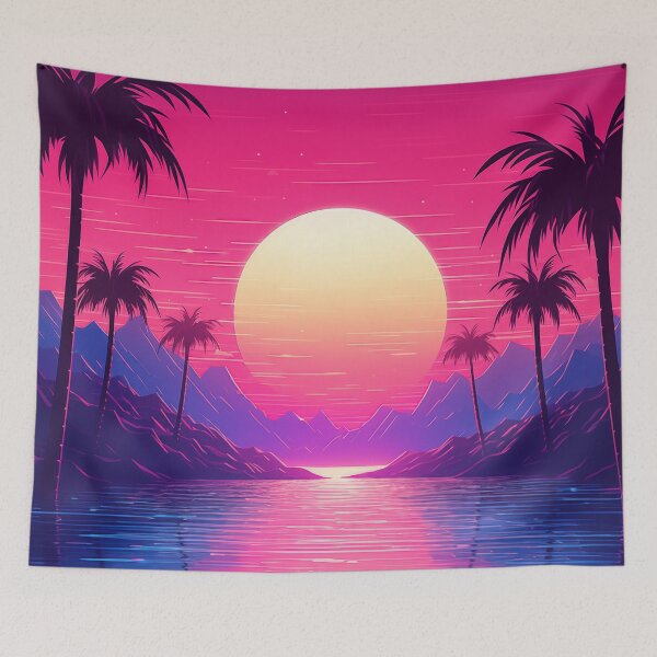 Item preview, Electric Horizon Hues: Intense Retrowave Radiance designed and sold by Mullet Monkey.
