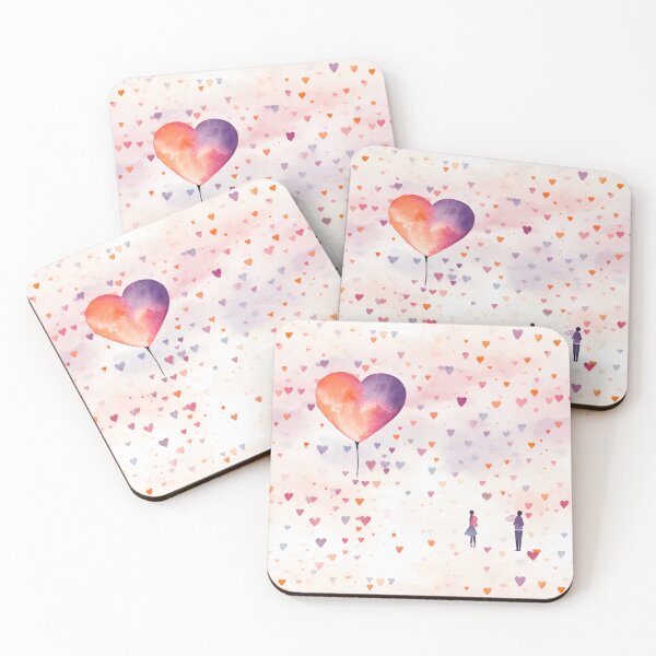 Item preview, Romantic Watercolour Couple and Heart Balloon designed and sold by AgathaZolastore.