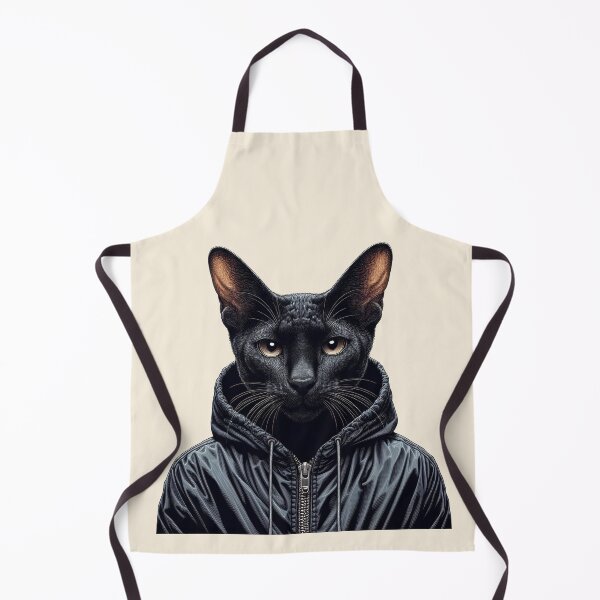 Item preview, Urban Cats #87 - Black Savannah Cat wearing a black hip hop windbreaker designed and sold by elektronen.