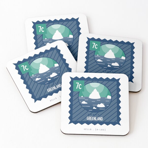 Item preview, Square Stamp Greenland Icebergs - Hello : A-Luu  Kalaallit Nunaat  designed and sold by GraTEEtude.