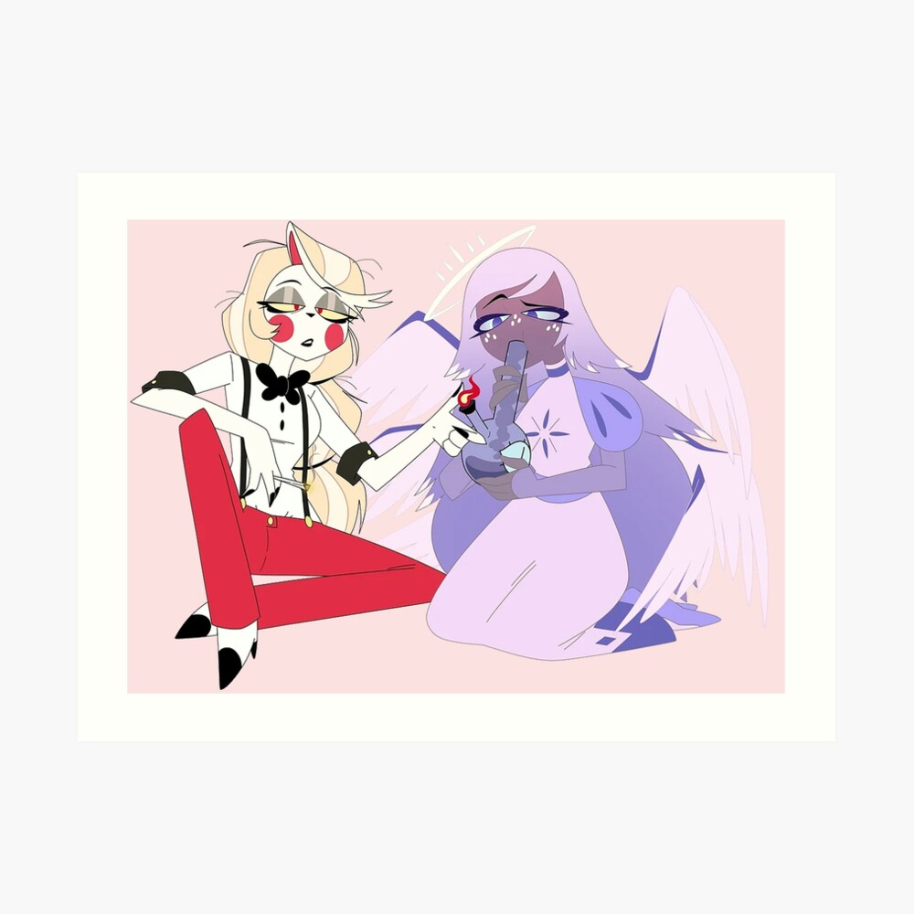 Charlie and Emily - Hazbin hotel - smoking