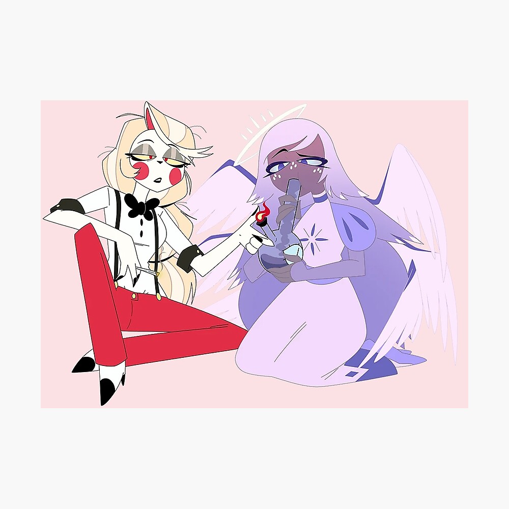 Charlie and Emily - Hazbin hotel - smoking