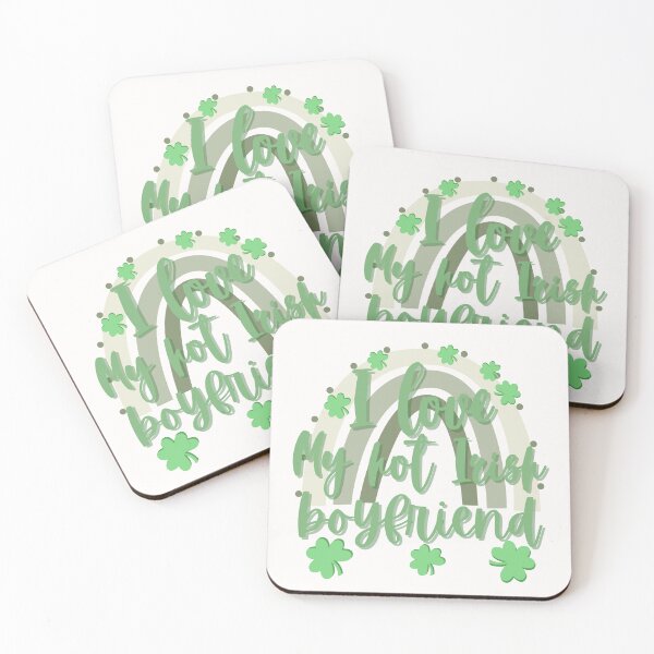 Item preview, I love my hot Irish boyfriend, cute artsy green rainbow and shamrocks designed and sold by BritishDelights.