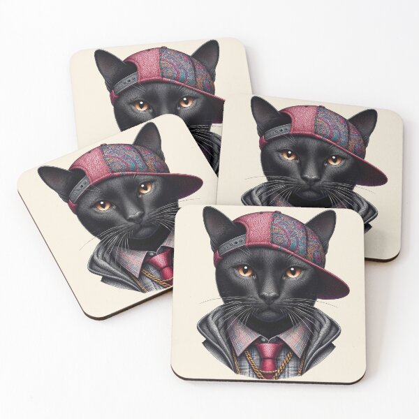 Item preview, Urban Cats #88 - Black Savannah Cat wearing hip hop clothes designed and sold by elektronen.