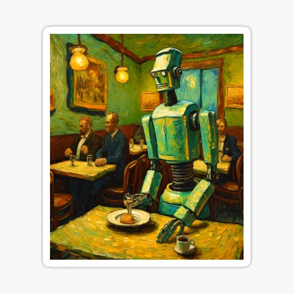Item preview, "Futuristic AI Robot Waiter: Efficient Table Service and Cleanup" designed and sold by Artisticanvas.