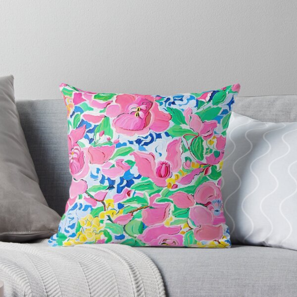 Item preview, Preppy chinoiserie magnolia and yellow orchids on blue and white designed and sold by SophieClimaArt.